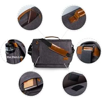 ESTARER 15.6 Inch Water-resistant Canvas Messenger Bag