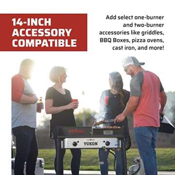 Camp Chef Yukon 14 Double Burner Stove - Portable Gas Stove for Outdoor & Camping Gear - 14" Cooking System - 448 Sq In Cooking Space