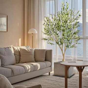 Zsenent Faux Olive Tree Fake Olive Tree Olive Trees Artificial Indoor 7 Feet (84 inches) Realistic Potted Silk Indoor Large Fruit for Home Offices, Living Rooms, Bedrooms, Stairs and Foyer Decor