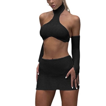 Trendy Women Sexy Halter Cutout Dress - Mini Party Dress