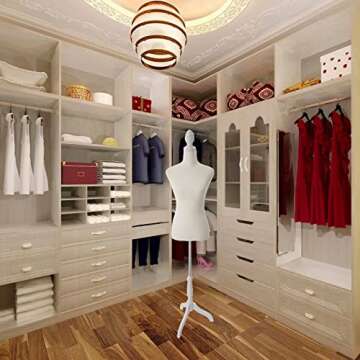 Female Mannequin Body Torso Dress Form with Adjustable Tripod Stand for Clothing Dress Display