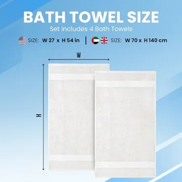 Infinitee Xclusives Luxury 100% Ring-Spun Cotton Bath Towels Set of 4 (27x54 inches) – Soft, Absorbent & Quick-Drying Towels for Bathroom, Gym, Spa & Hotel Use (Brilliant White)