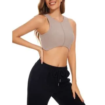 MISSACTIVER Women's V Neck Crop Tank Top with Built-in Bra