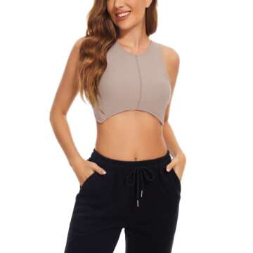 MISSACTIVER Women's V Neck Crop Tank Top with Built-in Bra