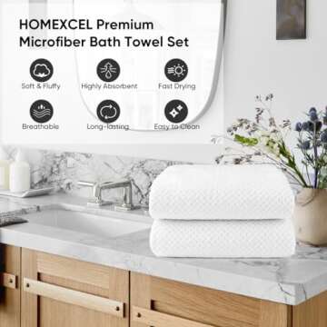 HOMEXCEL Bath Towel Set Pack of 2 - Ultra Soft Quick Drying Towels