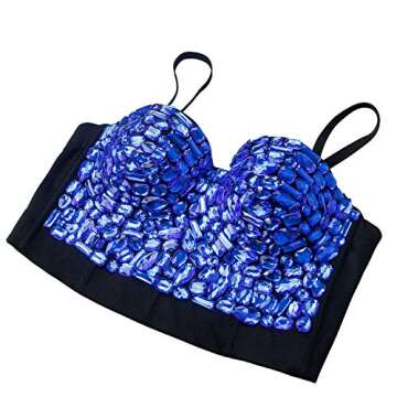 Charmian Women's Colorful Rhinestone Push Up Bra Clubwear Party Bustier Crop Top