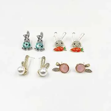 Cute Easter Bunny Earrings for Women Acrylic Easter Basket Eggs Bunny Rabbit Earrings Earrings Jewelry Gift (H)