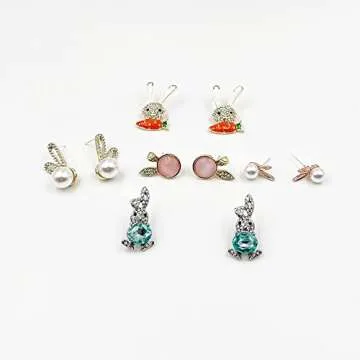 Cute Easter Bunny Earrings for Women Acrylic Easter Basket Eggs Bunny Rabbit Earrings Earrings Jewelry Gift (H)