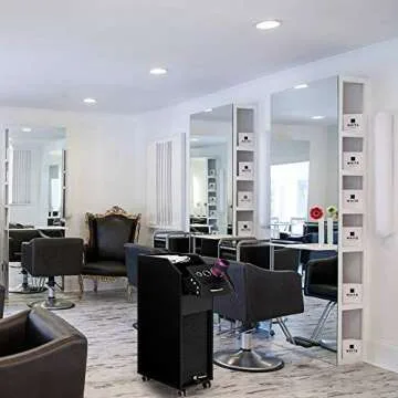 Mefeir Salon Trolley Wooden Stylist Cart with 4 Drawers 4 Rolling Wheels, Lockable Beauty Storage Organizer, Barber Station Hair Styling Cabinet