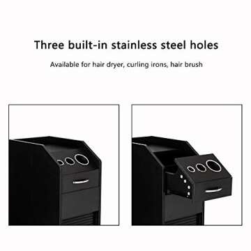 Mefeir Salon Trolley Wooden Stylist Cart with 4 Drawers 4 Rolling Wheels, Lockable Beauty Storage Organizer, Barber Station Hair Styling Cabinet