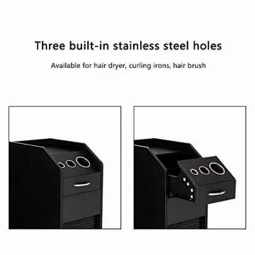 Mefeir Salon Trolley Wooden Stylist Cart with 4 Drawers 4 Rolling Wheels, Lockable Beauty Storage Organizer, Barber Station Hair Styling Cabinet