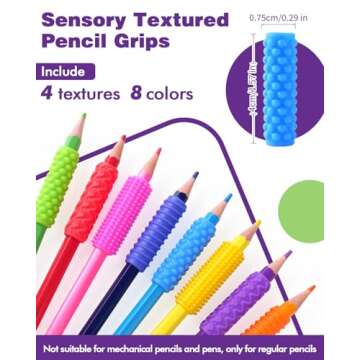 LESONG Sensory Fidget Toys Kids Adults: 24 Pack Textured Silicone Pencil Grips for Autism Kids Calmi...