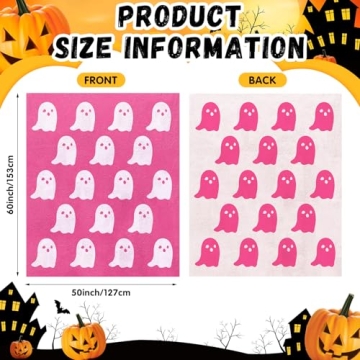 Mindsoft Halloween Ghost Throw Blanket Set Include Pink White Ghost Throw Blanket Cute Blanket Soft Cozy and Cute Ghost Keychain for Living Room Sofa Bed Girlfriend Wife Gifts(Viral Pink)