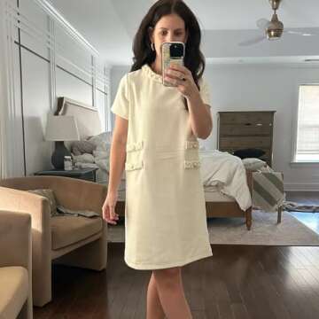 SeeLuNa Women's Vintage Tweed Dress - Elegant A-line Style