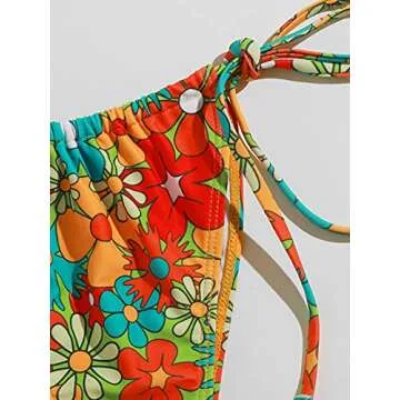 SOLY HUX Women's Floral Print 2 Piece Swimsuits Bikini Set Halter Triangle Swimwear Sexy Bathing Suit