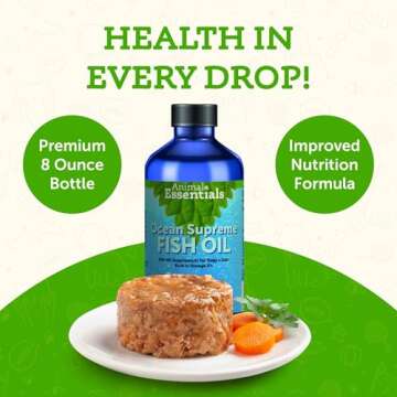 Animal Essentials Ocean Supreme Fish Oil for Dogs & Cats - Rich in Omega 3, Skin and Coat Health, Fish Oil Liquid Supplement, Human Grade Herbs - 8 Oz