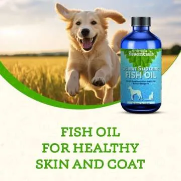 Animal Essentials Ocean Supreme Fish Oil for Dogs & Cats - Rich in Omega 3, Skin and Coat Health, Fish Oil Liquid Supplement, Human Grade Herbs - 8 Oz