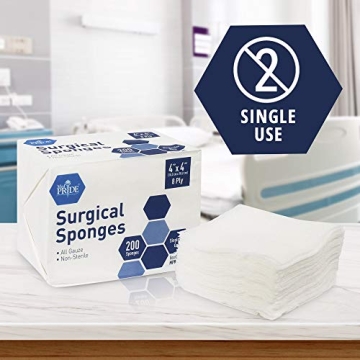 MED PRIDE 200 Pack Surgical Sponges for Wound Care