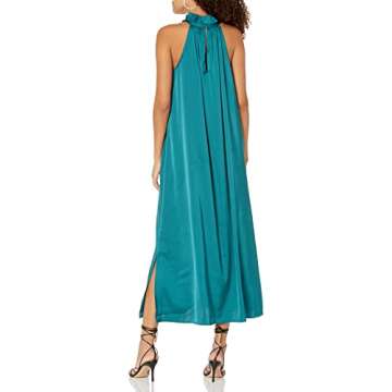 The Drop Women's Arlette Silky Stretch Halter Maxi Dress, Pacific Teal, S