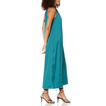 The Drop Women's Arlette Silky Stretch Halter Maxi Dress, Pacific Teal, S