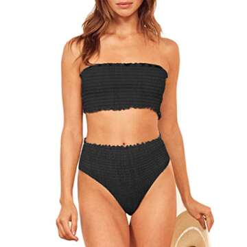 Aleumdr Women Fashion Cute High Waist Strapless Floral Sexy Bikini Sets Swimsuit 2 Pieces Bathing Su...