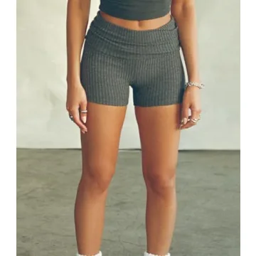 Stylish NUFIWI Women Fold Over Yoga Shorts for Summer