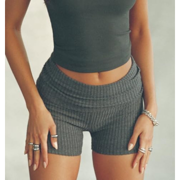 Stylish NUFIWI Women Fold Over Yoga Shorts for Summer