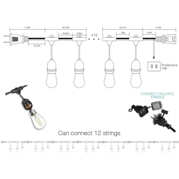 Banord Dimmable LED String Lights for Outdoor Use
