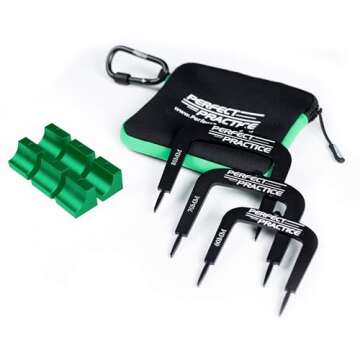 Perfect Practice Putting Gates (3-Pack) - Differently Sized Golf Putting Gates, Putting Aid to Improve & Perfect Stroke, Golf Practice, w/Detachable Legs & Carrying Case, Indoor & Outdoor Use