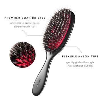 MISEL Professional Boar Bristle Hair Brush for Women and Men | Detangles All Natural Hair Types and ...