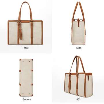 ECOSUSI Laptop Bag For Women 15.6 Inch Work Tote Bags PU Leather Computer Purse For Business Office With 3 Layer Compartments