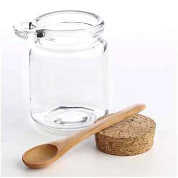 1 Pcs250ml/8.5oz Jars with Lids Glass Jars Bath Salt Container With Scoop Glass Jar With Bamboo Lid ...