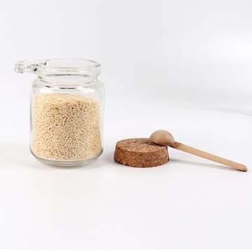 1 Pcs250ml/8.5oz Jars with Lids Glass Jars Bath Salt Container With Scoop Glass Jar With Bamboo Lid With Cork Lids & Spoons Clear Empty Glass Jars for Dry Goods, Cookie,Candy,Spice Sugar,Coffee Nuts