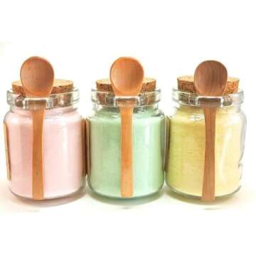 1 Pcs250ml/8.5oz Jars with Lids Glass Jars Bath Salt Container With Scoop Glass Jar With Bamboo Lid With Cork Lids & Spoons Clear Empty Glass Jars for Dry Goods, Cookie,Candy,Spice Sugar,Coffee Nuts