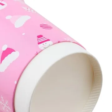 48 Pink Christmas Disposable Coffee Cups with Lids