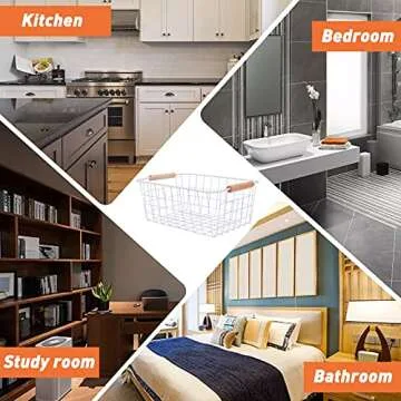 Panghuhu88 White Wire Storage Baskets - 6 Pcs Set