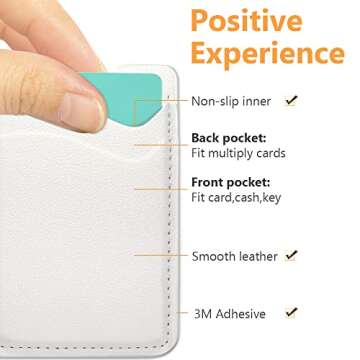 Phone Wallet, Leather Phone Card Holder, Stretchy Card Holder for Back of Phone Credit Card Holder f...