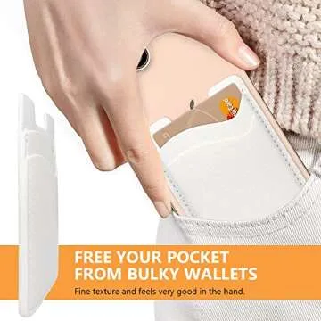 Phone Wallet, Leather Phone Card Holder, Stretchy Card Holder for Back of Phone Credit Card Holder for Phone Case Compatible with Most of Cell Phone (iPhone, Samsung) - 2Pack White