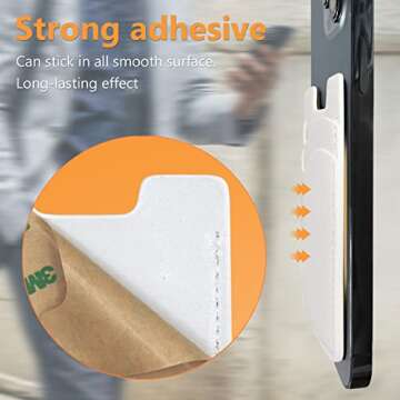 Phone Wallet, Leather Phone Card Holder, Stretchy Card Holder for Back of Phone Credit Card Holder for Phone Case Compatible with Most of Cell Phone (iPhone, Samsung) - 2Pack White