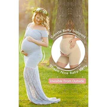 POSHGLAM Women's Maternity Shapewear for Dress Seamless Underwear Belly Support Prevent Chaffing Pan...