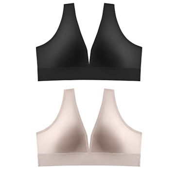 Knowyou Women's Seamless Deep V Wireless Comfort Bra