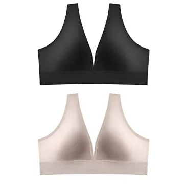 Knowyou Women's Seamless Deep V Wireless Comfort Bra
