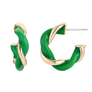 SPECCI Twisted Gold Hoop Earrings, Chunky Hypoallergenic Earring for Sensitive Ears, Dainty Trendy E...