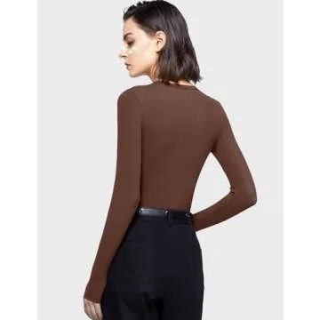 PUMIEY Women's Long Sleeve Crew Neck Slim Fit Top