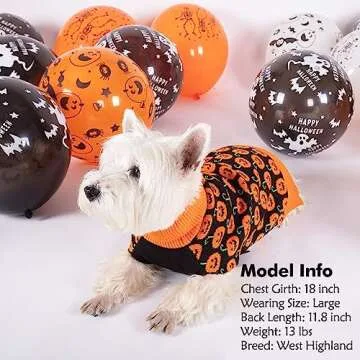 KYEESE Pumpkin Turtleneck Dog Sweater for Halloween Fun