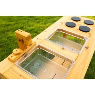 Noble Toys XL Cedar Outdoor Mud Kitchen with Stovetop for Toddlers and Kids | Pretend Play Toddler Table | Sensory Table | Outside Playset | Real Wooden Kitchens | Preschool Equipment