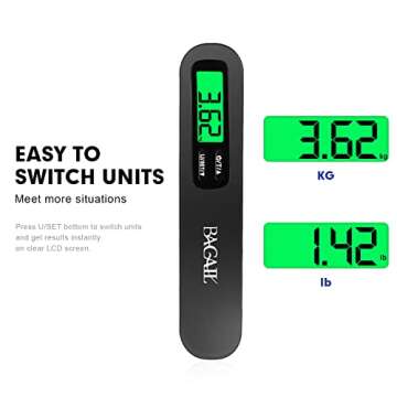 BAGAIL Digital Luggage Scale,110lbs Hanging Baggage Scale with Backlit LCD Display,Portable Suitcase Weighing Scale,Travel Luggage Weight Scale with Hook,Strong Straps for Travelers.(Black)