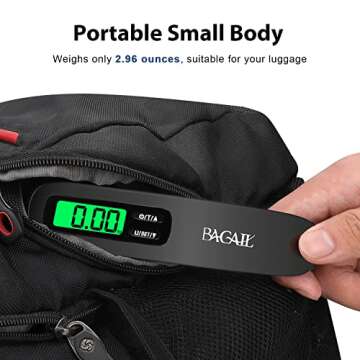 BAGAIL Digital Luggage Scale,110lbs Hanging Baggage Scale with Backlit LCD Display,Portable Suitcase Weighing Scale,Travel Luggage Weight Scale with Hook,Strong Straps for Travelers.(Black)