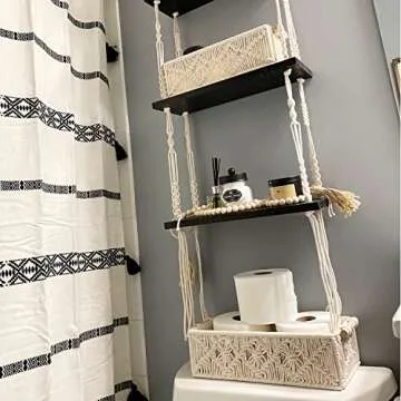 ZUOKEMY 2Pcs Boho Storage Baskets,Hand woven boho decorative basket with wooden handle,Suitable for bedroom,living room,nursery,bathroom and other storage basket