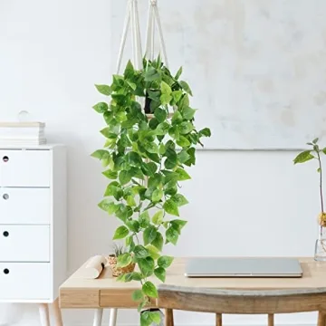 JPSOR Fake Hanging Plants for Home Decor - 4pcs Set